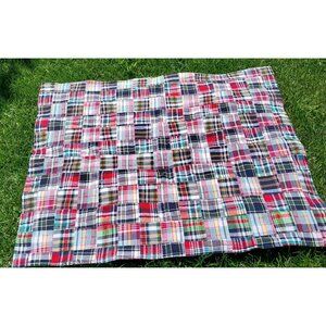 Vintage Patchwork Plaid Blanket Quilt Throw Cozycore Cabincore Grandma